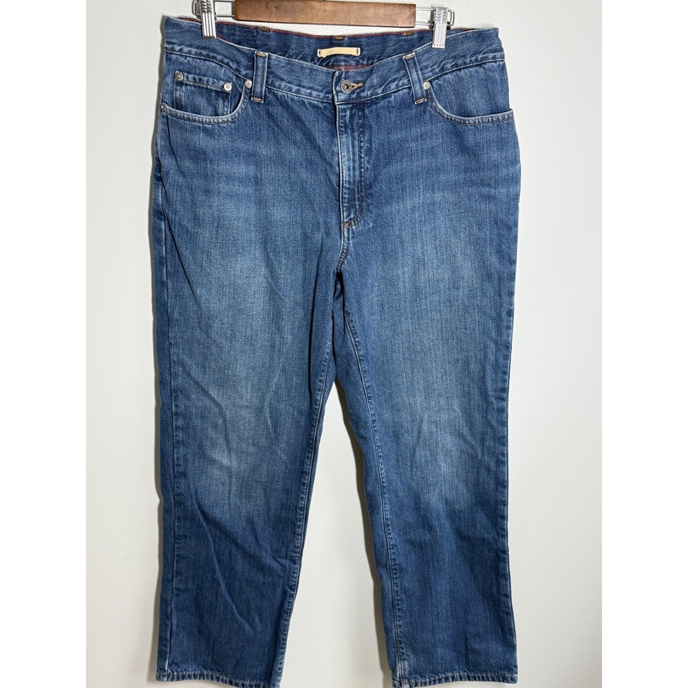 LL Bean Classic Fit Flannel Lined Jeans Mens 35x30 Blue Denim Plaid 505661